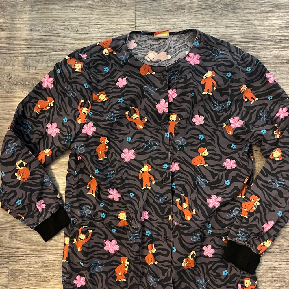 Curious George Print Scrub Top